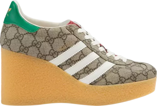 Кроссовки Adidas x Gucci Wmns Wedge Gazelle 'Beige GG Monogram', загар