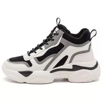 Кроссовки AGSDON Chunky Sneakers Women's High-top Off Black, серый/черный