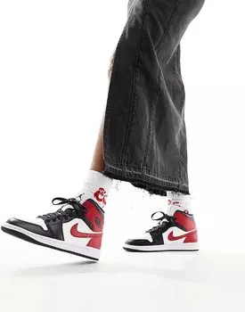 Кроссовки Air 1 Mid белого и красного цвета Jordan