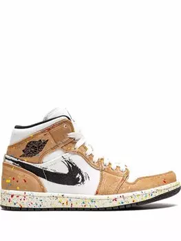 Кроссовки Air 1 Mid Brushstroke Jordan, коричневый