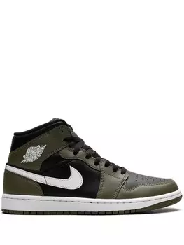 Кроссовки Air 1 Mid "Черный/Белый/Оливковый" Jordan, зеленый