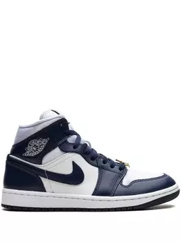 Кроссовки Air 1 Mid "Football Grey/White/Midnight Navy" Jordan, синий