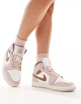 Кроссовки Air 1 Mid розового и белого цвета Jordan
