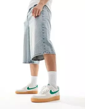 Кроссовки Air Force 1 '07 белые и зеленые Nike