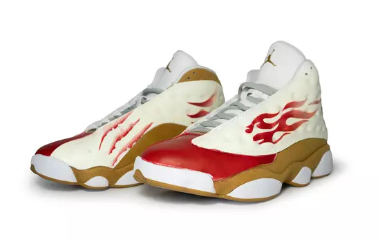 Кроссовки Air Jordan 13 Vintage Basketball Shoes Men High-top Brown/Red/Brown, белый