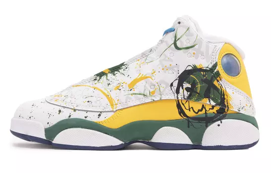 Кроссовки Air Jordan 13 Vintage Basketball Shoes Women's High-top White/orange/yellow, белый