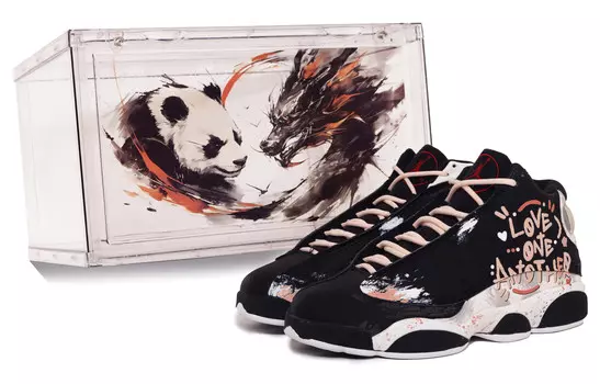 Кроссовки Air Jordan 13 Vintage Basketball Shoes Men High-top Black/white, черный