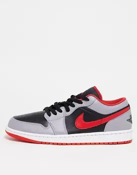 Кроссовки Air Jordan 1 Low– черного, серого и красного цвета