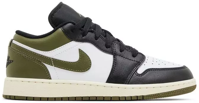 Кроссовки Air Jordan 1 Low GS 'Black Toe Medium Olive', зеленый
