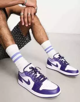 Кроссовки Air Jordan 1 Low небесно-фиолетового и белого цвета