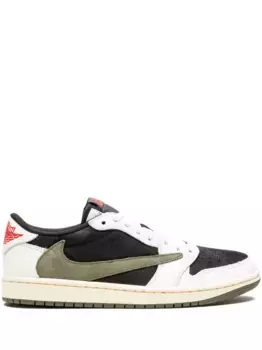 Кроссовки Air Jordan 1 Low OG 'Olive' из коллаборации с Travis Scott, белый
