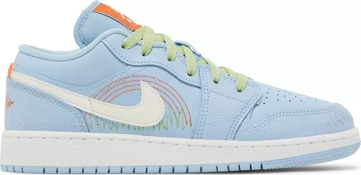 Кроссовки Air Jordan 1 Low SE GS Blue Stitch, синий