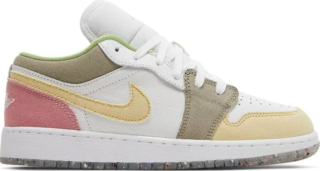 Кроссовки Air Jordan 1 Low SE GS Pastel Grind, белый