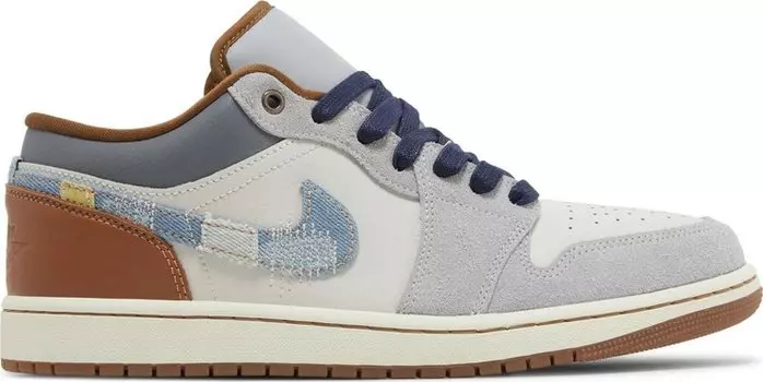 Кроссовки Air Jordan 1 Low SE 'Repaired Denim Swoosh', кремовый