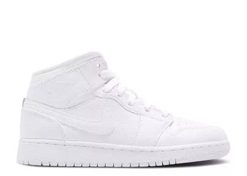 Кроссовки AIR JORDAN 1 MID BG 'TRIPLE WHITE', белый