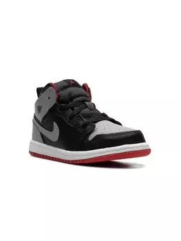 Кроссовки Air Jordan 1 Mid Black/Cement Grey-fire Red-white Jordan Kids, черный