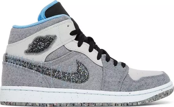Кроссовки Air Jordan 1 Mid Crater Grey University Blue, серый