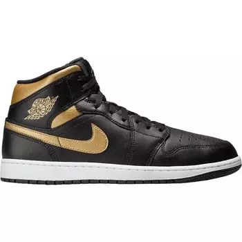 Кроссовки Air Jordan 1 Mid, цвет Schwarz/Metallic Gold/Wei/Wei