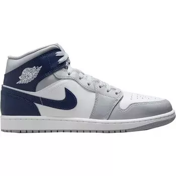 Кроссовки Air Jordan 1 Mid, цвет Wei/Mitternachtsblau/Wolfgrau