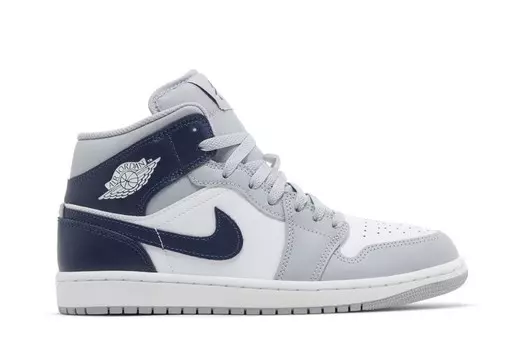 Кроссовки Air Jordan 1 Mid, цвет Wolf Grey Midnight Navy
