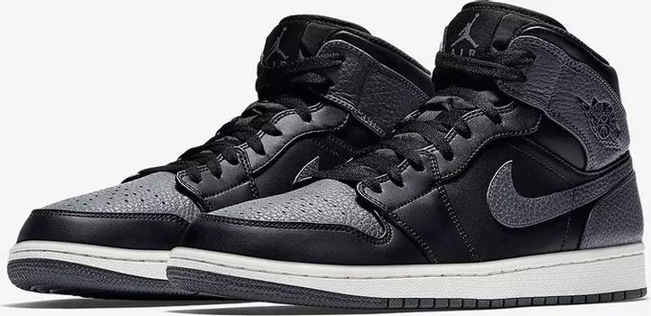 Кроссовки Air Jordan 1 Mid Dark Grey, черный