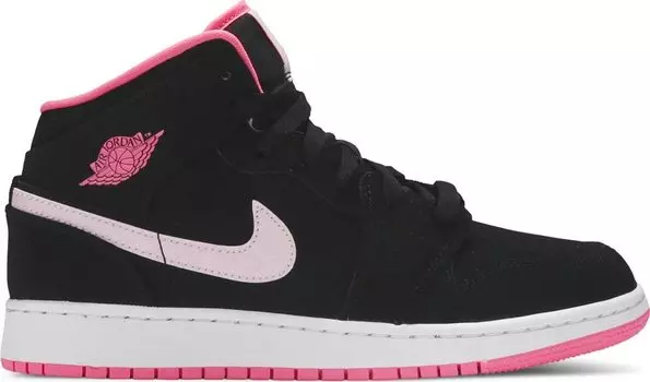 Кроссовки Air Jordan 1 Mid GS Black Digital Pink, черный