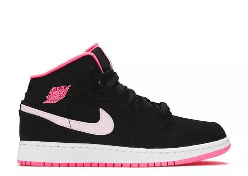 Кроссовки AIR JORDAN 1 MID GS 'BLACK DIGITAL PINK', черный