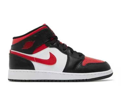 Кроссовки AIR JORDAN 1 MID GS 'BLACK FIRE RED', черный