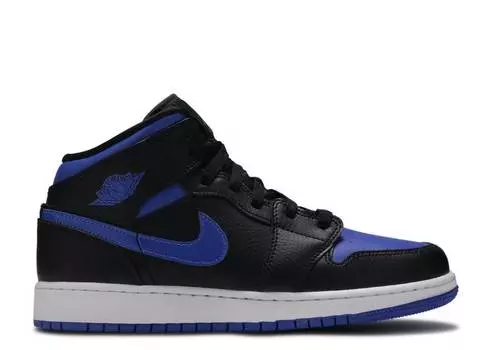 Кроссовки AIR JORDAN 1 MID GS 'BLACK HYPER ROYAL', черный