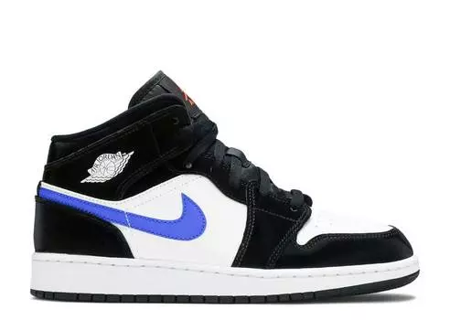 Кроссовки AIR JORDAN 1 MID GS 'BLACK RACER BLUE', черный