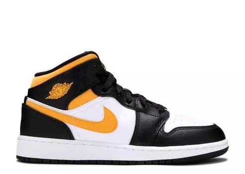 Кроссовки AIR JORDAN 1 MID GS 'BLACK UNIVERSITY GOLD', белый