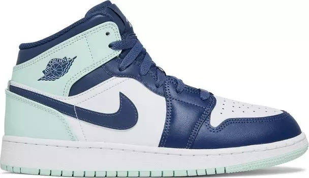 Кроссовки Air Jordan 1 Mid GS Blue Mint, синий