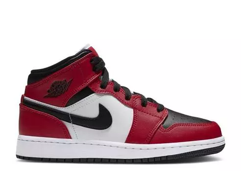 Кроссовки AIR JORDAN 1 MID GS 'CHICAGO BLACK TOE', черный