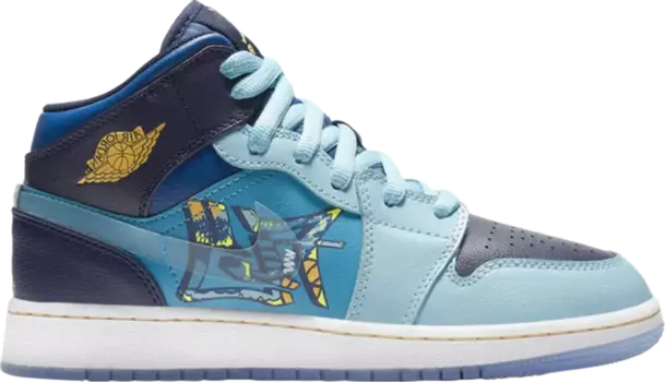 Кроссовки Air Jordan 1 Mid GS Fly, синий