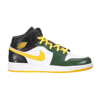 Кроссовки Air Jordan 1 Mid GS 'Gorge Green Gold', зеленый