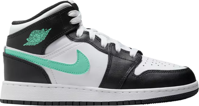 Кроссовки Air Jordan 1 Mid GS 'Green Glow', белый