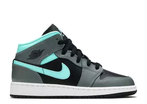 Кроссовки AIR JORDAN 1 MID GS 'GREY AQUA', черный