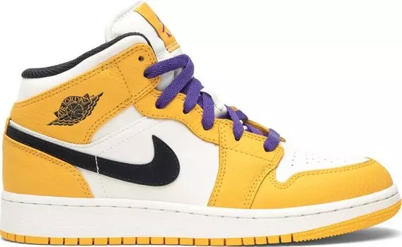 Кроссовки Air Jordan 1 Mid GS Lakers, золотой