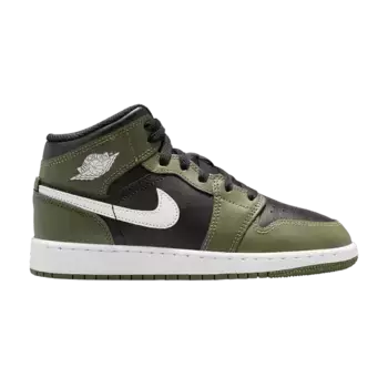 Кроссовки Air Jordan 1 Mid GS Medium Olive, зеленый