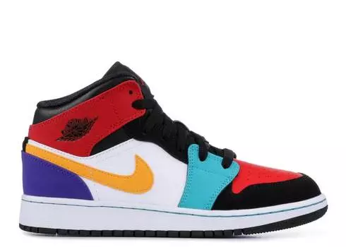 Кроссовки AIR JORDAN 1 MID GS 'MULTI-COLOR', белый