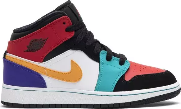 Кроссовки Air Jordan 1 Mid GS Multi-Color, разноцветный