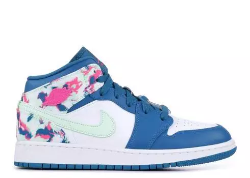 Кроссовки AIR JORDAN 1 MID GS 'PAINT STROKE', зеленый