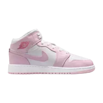 Кроссовки Air Jordan 1 Mid GS Pink Foam Fire Red, розовый