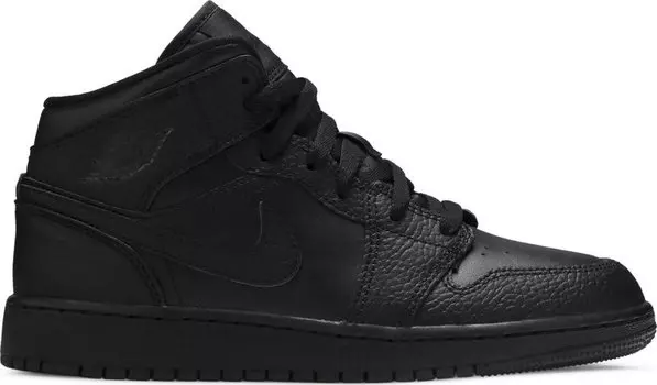 Кроссовки Air Jordan 1 Mid GS Triple Black 2020, черный