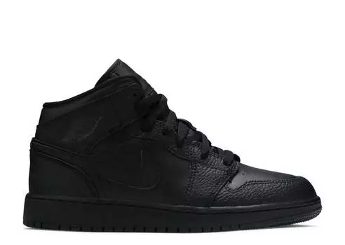 Кроссовки AIR JORDAN 1 MID GS 'TRIPLE BLACK' 2020, черный