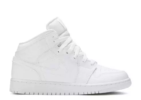 Кроссовки AIR JORDAN 1 MID GS 'TRIPLE WHITE', белый