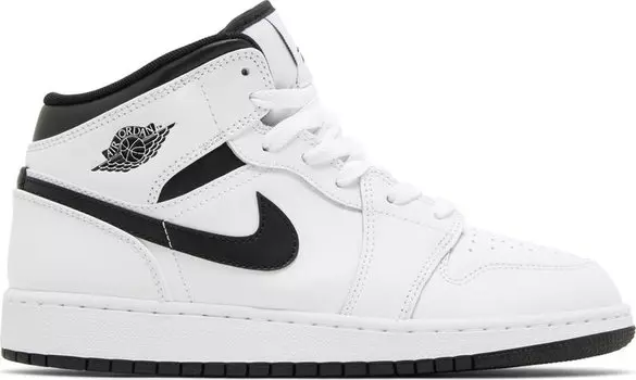 Кроссовки Air Jordan 1 Mid GS 'White Black', белый