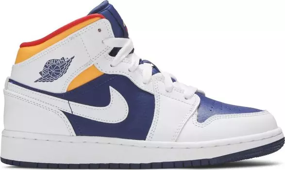 Кроссовки Air Jordan 1 Mid GS White Deep Royal Blue, белый