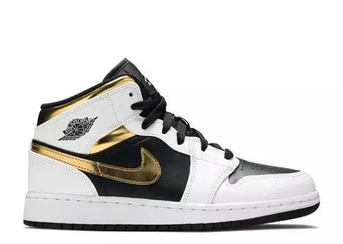 Кроссовки AIR JORDAN 1 MID GS 'WHITE GOLD', белый