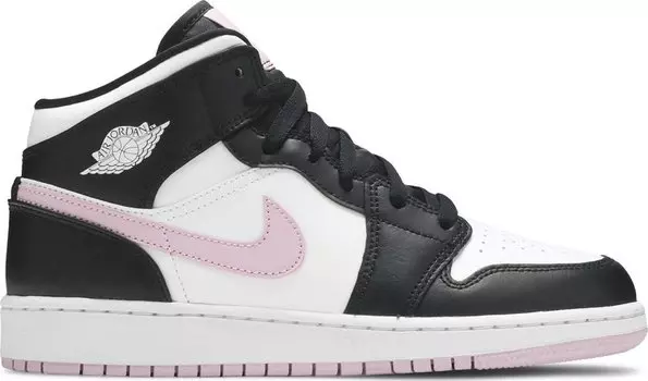 Кроссовки Air Jordan 1 Mid GS White Light Arctic Pink, белый